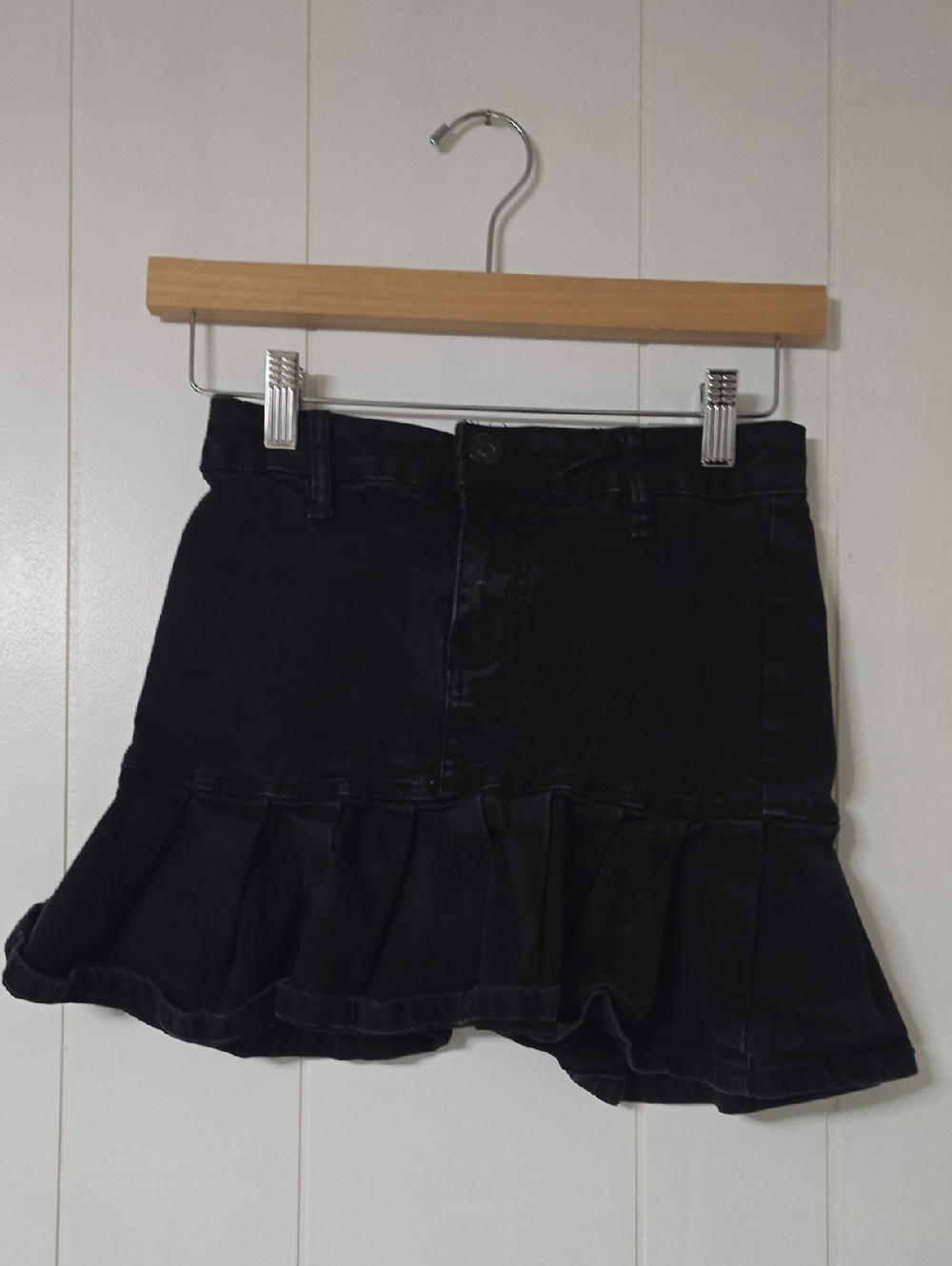 Rue21 Black Ruffle Hem Denim Mini Skirt